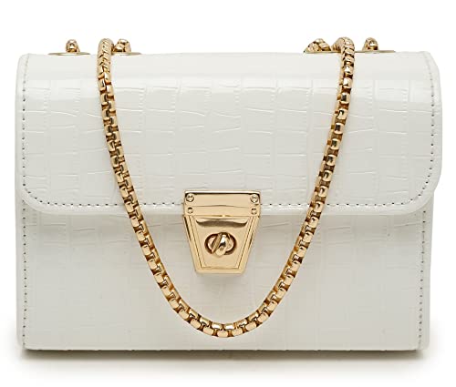 Fargo Leatherette Side Sling Bags For Womens Ladies (Croco) (White_FGO-361) (B09Q1JMT13) Amazon Price History, Amazon Price Tracker