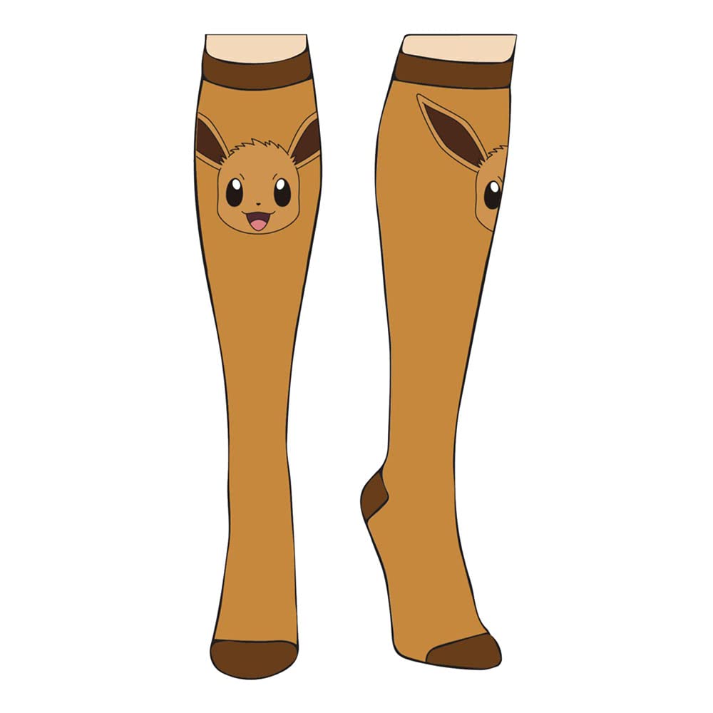 PokémonPOKEMON Eevee Print Knee High Sock, 1 Pack, Female, 39/42, Brown (KH838664POK-39/42)