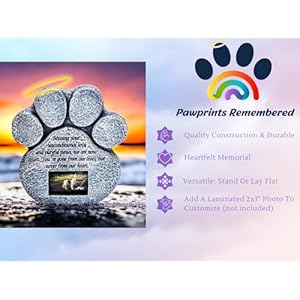 Pet memorial stone  features a paw print photo frame and sympathy poem  indoor outdoor for garden backyard marker grave tombstone  loss of pet gift  loss of dog gift   cucciolini doodles