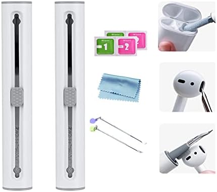 2 PCS Cleaner Pen Kit for Airpod, CareReal 2022 Earbuds Cleaning Pen with Flocking Sponge/Soft Brush/Metal Tip 3 in 1 Compact Portable Multifunctional Headphone Cleaning Kit Tool(2 White)