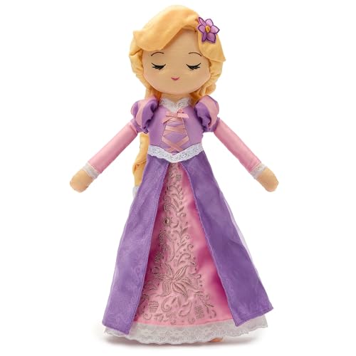 Disney Store Official, Enredados, Rapunzel, muñeca Peluche con Trenza y Vestido Brillante, 41 cm, Princesa Disney Coleccionable, 15.º Aniversario