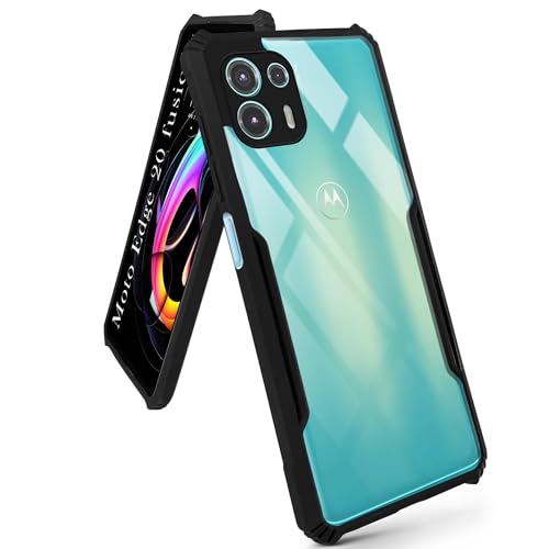 Image of Jkobi Back Case Cover for Motorola Moto Edge 20 Fusion (Shockproof with Polycarbonate Clear Panel | Professional Black)