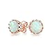 Produktbild Weiß Erzeugt Opal Krone Einstellung Solitär Ohrstecker Rose Vergoldet 925 Silber 6MM Oktober Geburtsstein