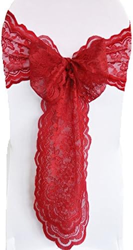 (5 PCS Wholesale 9 in x108 in Lace Chair Sashes, Lace Wedding Chair Bows, Lace Chair Bow Ties, Lace Chair Tie Backs, for Wedding Décor Events Banquet Party Supplies - Orange