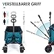 PORTAL Bollerwagen faltbar XXXL 300L größe Reifen 17x10cm mit Bremse Getränkehalter Seitentasche Faltwagen klappbarer Transportwagen für Alle Gelände Camping Strand Einkaufen