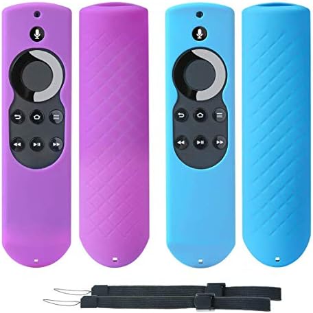 [2 Pack] Silicone Cover Case for 5.9 inch TV Firestick/TV 2017 Edition (2rd Gen) Compatible with Voice 1st Gen TV Remote Control (Purple & Blue)