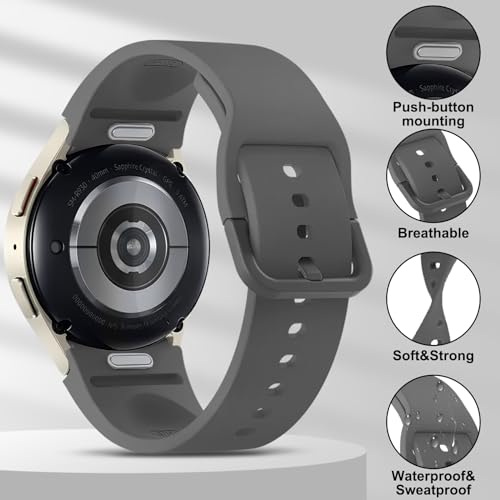 AOKOEE One-Click Bands Compatible with Samsung Galaxy Watch 6 Band 44mm 44mm, Galaxy Watch 6 Classic 43mm 47mm, No Gap Soft Silicone Sport Replacement Strap for Galaxy Watch 6 Band Women Men