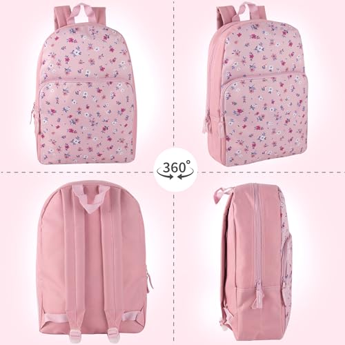Trail maker Fun School Backpack for Elementary Middle School Girls and Boys | 17 Inch Printed Backpacks for School Kids, Travel (Pretty Pink Flowers) - Image 4