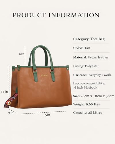 Image of Keywest Women's Voyage Luxe Tote Handbag for Women | Hobo Bag for Work | Ladies Purse | Stylish Shoulder Bag | Gift For Women