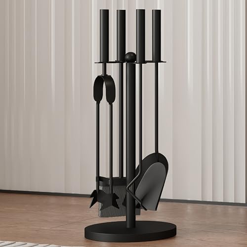 Miniatura 6 de Kingson - Juego De 5 Piezas Para Chimenea Negro Dia18x48cm Accesorios Para Quemador De Leña Kit Completo De Herramientas Para El Mantenimiento De Chimeneas