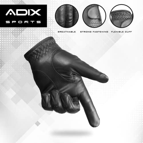 ADIX Sports 1 PC Single Left Hand Golf Unisex Premium Leather Golf Glove - Color Black (S) - Image 2
