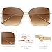 SOJOS Classic Trendy Square Oversized Sunglasses Womens Mens UV400 Big Large Designer Shades SJ1082, Gold/Brown