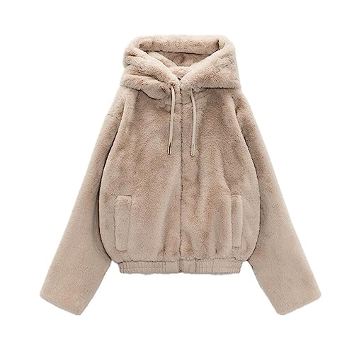 Veste en polaire floue et manteau d'hiver chaud à capuche sherpa pour femme