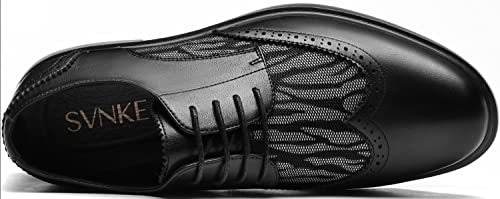 Svnke Men's Dress Shoes Original Lace Up Fashion Formal Reflective Shiny Derby Oxford Business Casual Shoes Club Party Tuxed Shoes Black 9 #TOP4