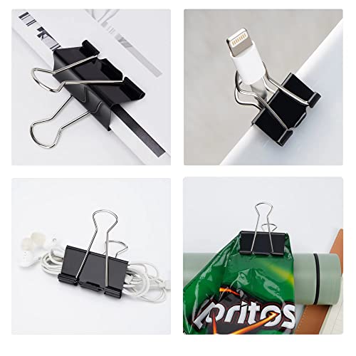 Medium Binder Clips And Paper Clips (48 Pcs) 1.25 Inch,Black Metal Medium Paper Clamps For Office, Home, School #TOP5