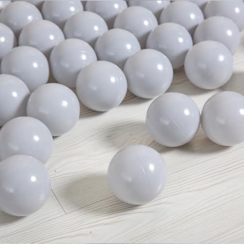 Heopeis Ball Balls & Jump Bouncers - 2.75\" Plastic BPA Free Non-Toxic Play Balls, Phthalate Free, 100 Count (Macaron Gray) - Thumbnail 6