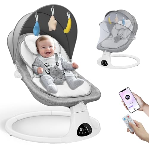 Baby Swing for Infants to Toddler - Electric Baby Swings Hold Up to 30 LB with 5 Point Safety Belt-...