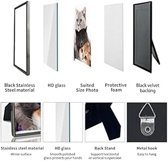 DECANIT 5x7 Picture Frame Metal, Thin Edge Photo Frames For Tabletop Display and Wall Mounting,Black