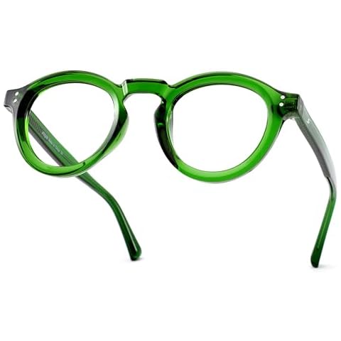 JFXQDR Round Blue Light Blocking Glasses, Retro Computer Gaming Eyeglasses Anti Eyestrain & UV Glare (Basil Green Circle Frame) Cover