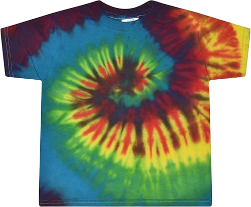 T-shirt batik enfant en coton motif Rainbow multicolore taille 92 à 158