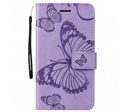 Image of TELETEL Butterfly Magnetic Closure Wallet Card Holder Flip Case for Vivo V50 5G|Mobile Cover|Back Flip Cover - Purple