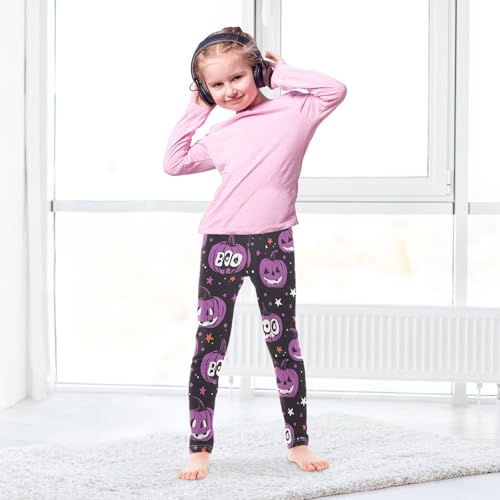 Purple Pumpkin Boo Girls Leggings Soft Stretch Workout Yoga Dance Pants for Kids Casual Tights4