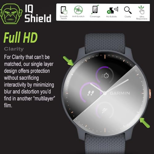 IQShield 6 Pack Screen Protector for Garmin Vivoactive 3 Music (Full Coverage) Easy Install Ultra Thin Smudge Resistant Anti-Scratch Anti-Bubble Clear TPU Film