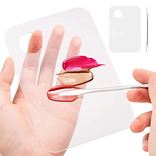 DRERIO Juego de 2 paletas de maquillaje transparentes y espátulas, pequeñas paletas de maquillaje acrílicas portátiles con espátula, sombra de ojos, pintalabios, mezcla de herramientas de maquillaje Cover