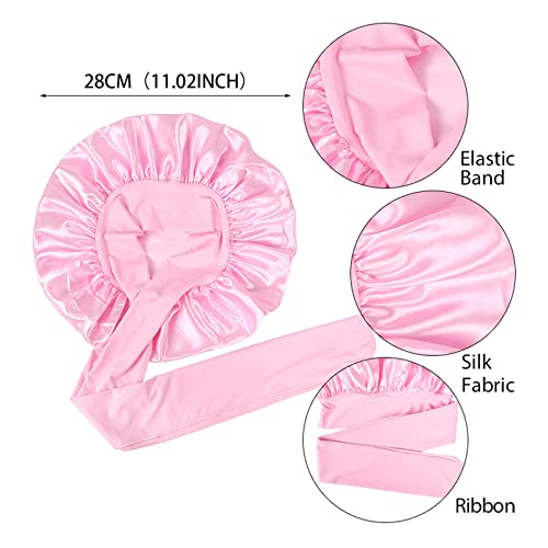 AYNKH 2PCS Satin Sleep Cap with Tie Band - Image 3