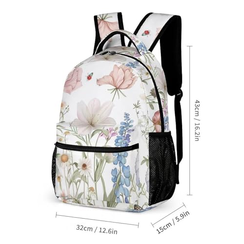 Bluebonnets Phalaenopsis Butterflies Insect Backpack Shoulder Bags Lunch Bag Pencil Case Box 3 Set Daypack Cute2