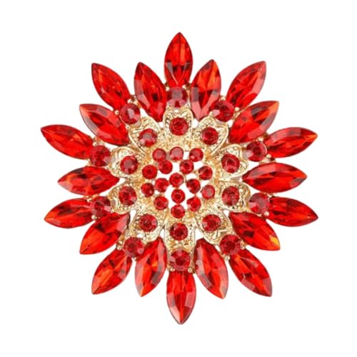 Image of Colorful Rhinestone Crystal Sunflower Brooch Pin for Women Dress Hat Decoration