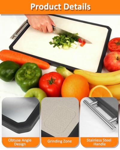 Tabla de cortar cuadrada de titanio GrillAce 16.3" x 11" con mango, doble superficie y apta para lavavajillas miniatura 2