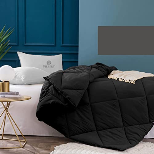 Image of Filbert - 400 GSM Microfiber Rajai Double Bed Comforter, Super Soft Heavy Double Bed Blanket for Winter Diamond Stitch (90 inch x 100 inch Inches /228cm x 254cm) - Comforter Double Bed|Black
