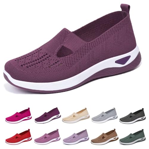 Image of Orthopedic Walking Shoes for Women,2026 New Orthowalkway Womens Shoes,Woven Orthopedic Breathable Walking Sneaker Non-Slip Arch Support Slip on Shoes