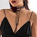 Fesciory Black Necklaces for Women, Adjustable Layered Velvet Leather Lace Collar Necklace, Goth Jewelry Gifts. (Rose)