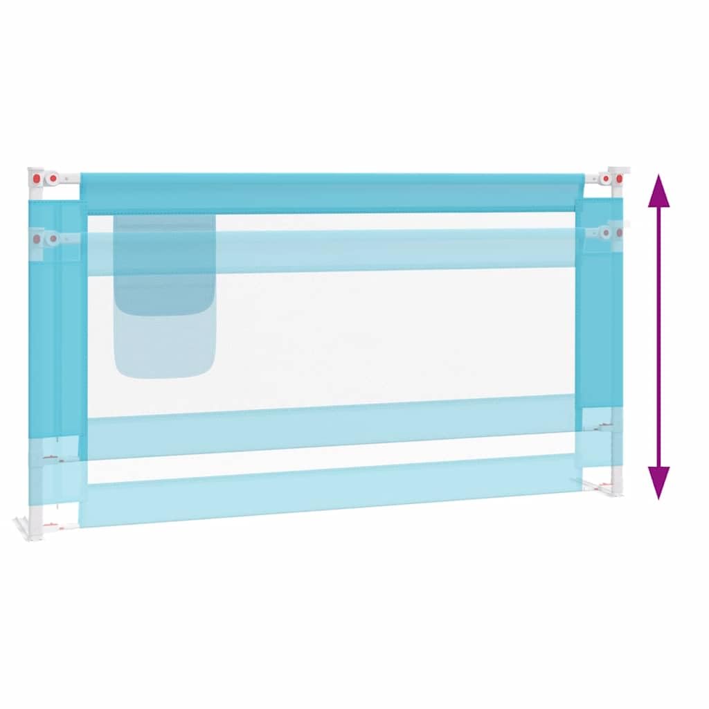 Kleinkind Bettschutzgitter Blau 160x25 cm Stoff mit höhenverstellbarer Bettbarriere, Rausfallschutz und Seitenschutz für Kinderbett, Babysicherheit und Absturzsicherung im Schlafzimmer