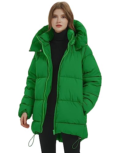 Womens Hooded Puffer Jacket Thicken Full-Zip Winter Warm Quilted Down Coat