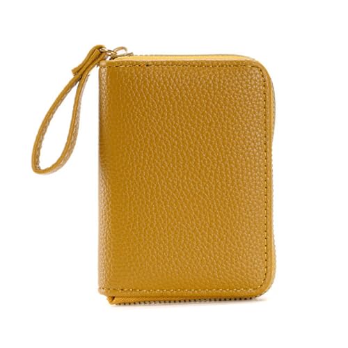Stylish Multicolor Card Holder Wallet Compact Coin Purse with & Strap Card Bag for Men & (Yellow)