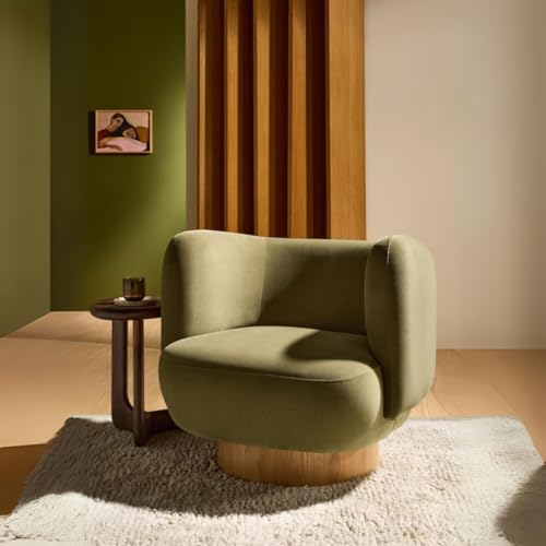 Image of Kingsman Furnitures Nova Swivel Accent Arm Chair for Home | Bedroom, Living, Dining & Drawing Room | Ultra Soft and Comfortable (Fern Green Velvet)