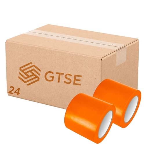 Image of GTSE 4 inch x 108 ft Orange PVC Vinyl Floor Tape, 24 Rolls, Safety Marking Tape, 6 mil Thick, Suitable for Dance Floors, Gyms, Warehouses, Sports Facilities