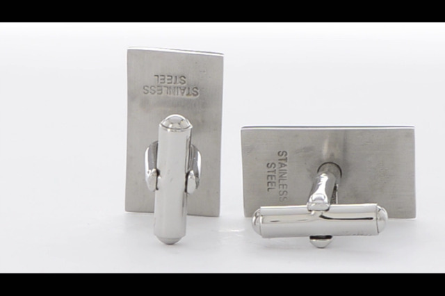 Mancuernillas de acero inoxidable para hombre con incrustación de madera miniatura 6