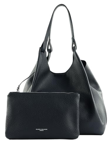 Gianni Chiarini Dua sac shopper en cuir premium bleu marine Notturno italien