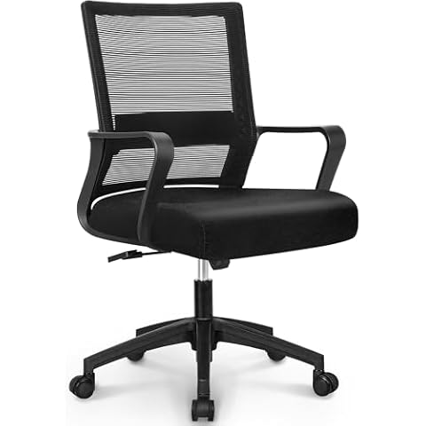 NEO CHAIR Office Desk Chair Ergonomic Mid Back Mesh with Lumbar Support Comfy Cushion Swivel Adjustable Height Gaming Chairs for Home Office (Black) Cover