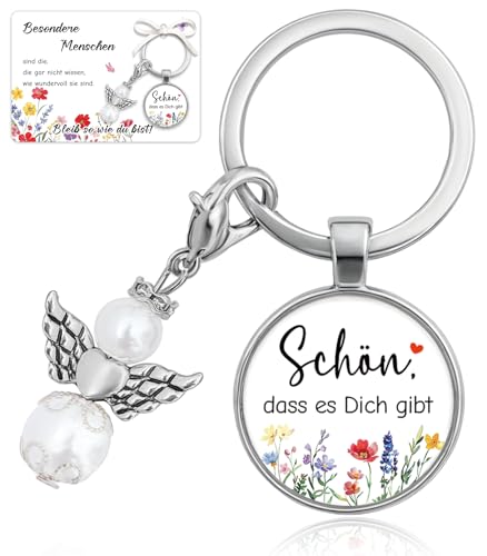 Happirra Geschenke für Frauen Freundin, Schutzengel Schlüsselanhänger – Schön, dass es Dich gibt – Geburtstagsgeschenk für Frauen, Freundin Beste Freundin Mama Geschenke Hochzeitsgeschenk