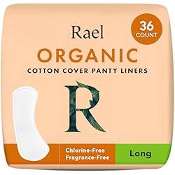 Rael Panty Liners for Women, Organic Cotton Cover - Long Pantiliners, Light Absorbency, Unscented, Chlorine Free (Long, 36 Count)