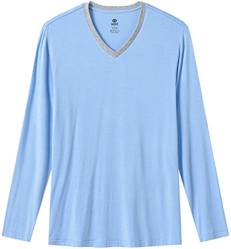 MoFiz Mens Pajama Set Long Sleeve V Neck 2 Piece Nightwear Loungewear Sleepwear Modal Pants With Pockets Pj's Sleep for Men2