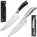 Vistella Chefs 8 Inch Chef Knife Set - Bonus 8" Silver Chef Knife - Super Sharp High Carbon German Steel and Top of The Range Features with Curved Lightweight Ergonomic Handle