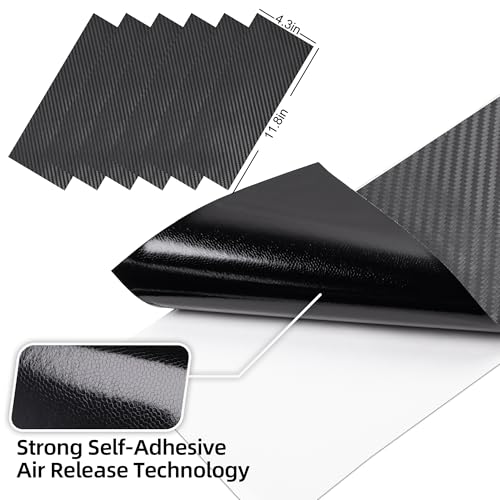 Image of 6 PCS Emblem Wrap Kit Compatible with Bowtie Logo Wrap Car Stickers, 11.8'' x 4.3'' Cut-Your-Own Emblem Overlay DIY Decals for Chevy, Carbon Fiber Black with Tool Kits