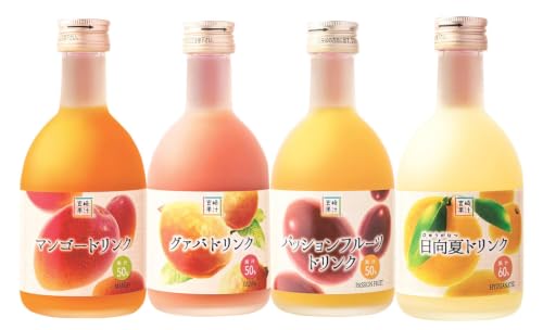 宮崎果汁 [定期便・全12回]驚きの果実感!トロピカル飲み比べセット ハーフボトル4本セット(各300ml、マンゴー、グァバ、パッションフルーツ、日向夏)×12回 フルーツドリンク 果汁ドリンク トロピカルジュース 果実飲料 飲み比べ セット 詰め合わせ