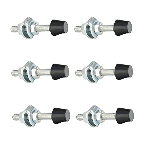 Aicosineg Lot de 6 vis de serrage à bascule M8 x 70 mm avec pointe arrondie Surface galvanisée Tête en caoutchouc noir Acier au carbone